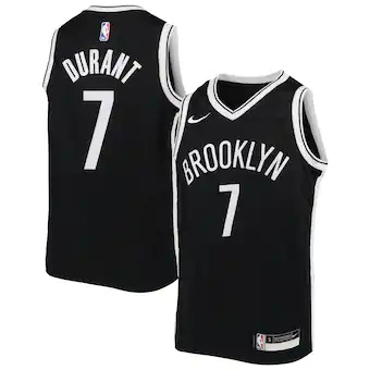 youth nike kevin durant black brooklyn nets swingman jersey-533